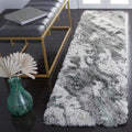 SAFAVIEH Horizon Shag Collection Runner Rug - 2 x 17, Grey & Green, Modern Abstract Design, Non-Shedding & Easy Care, 2.6-inch