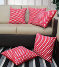 Airwill Cotton Polka Dot Red Themed Cushion Covers For Cushions & Pillows (Red & White, Pack Of 5)
