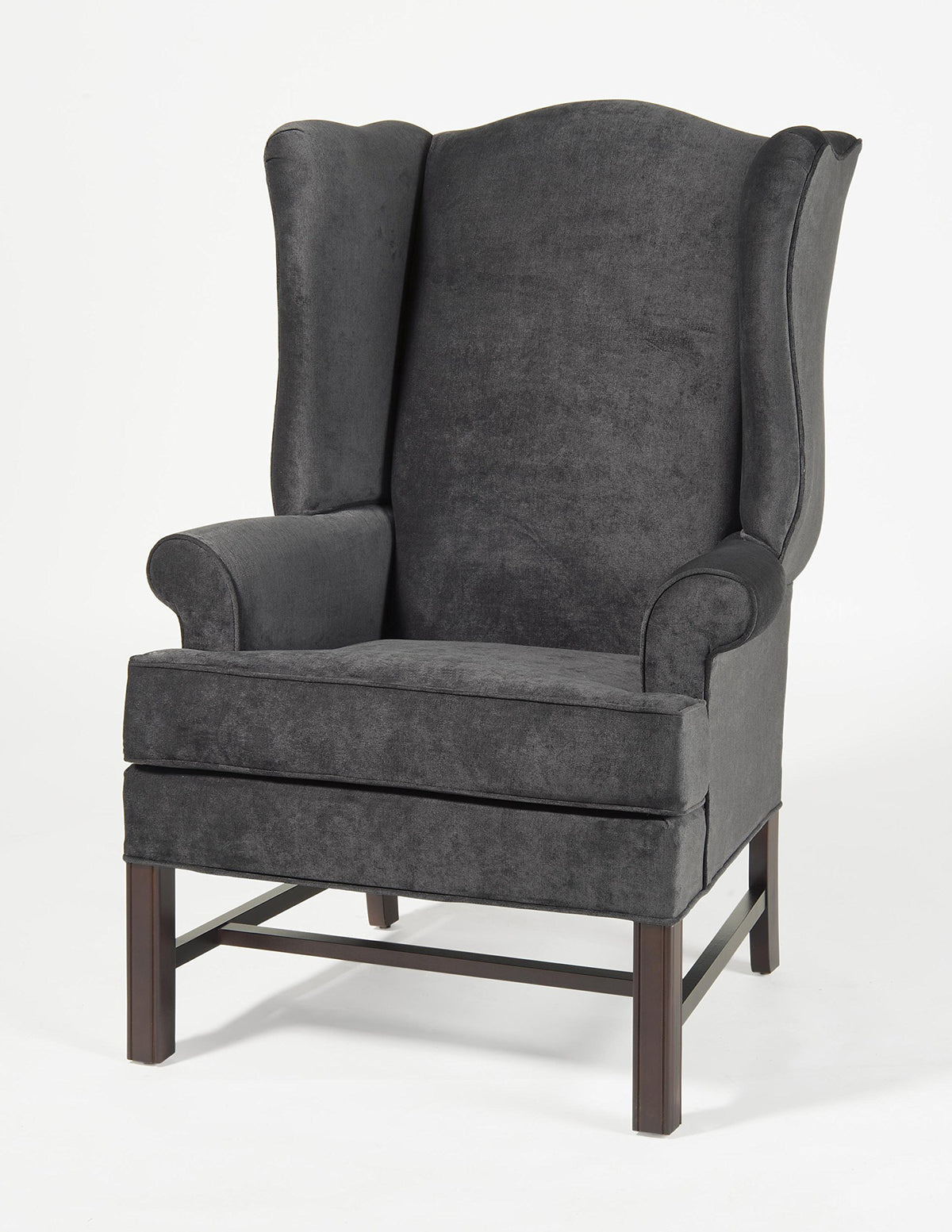 Comfort Pointe Chippendale Wing Chair - Elizabeth - Charcoal,Cherry