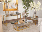 Afd Home Hollywood Glam Antiqued Mirrored Greek Gold Design Console Sofa Accent Table