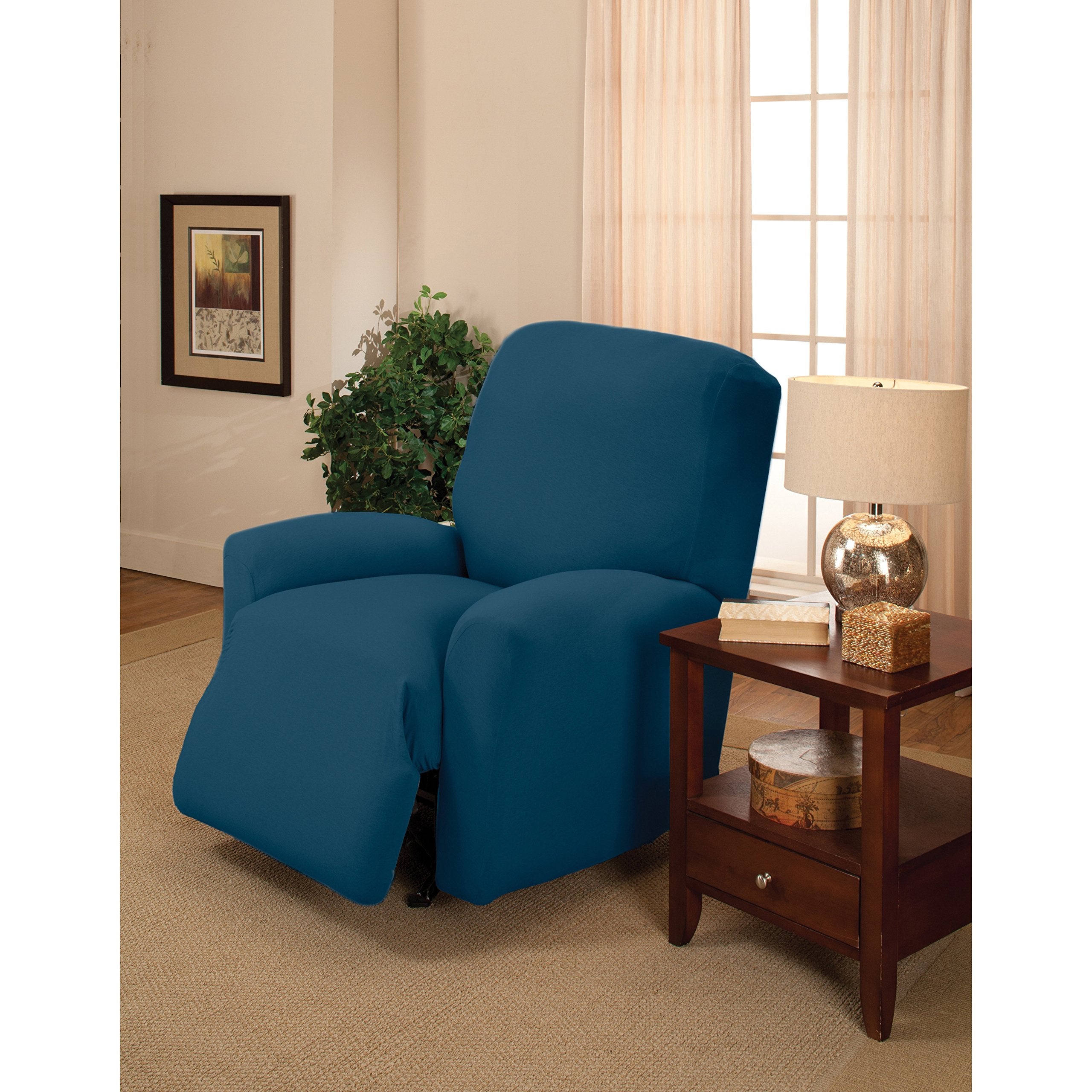 Madison Stretch Jersey Recliner Slipcover, Large, Solid, Navy