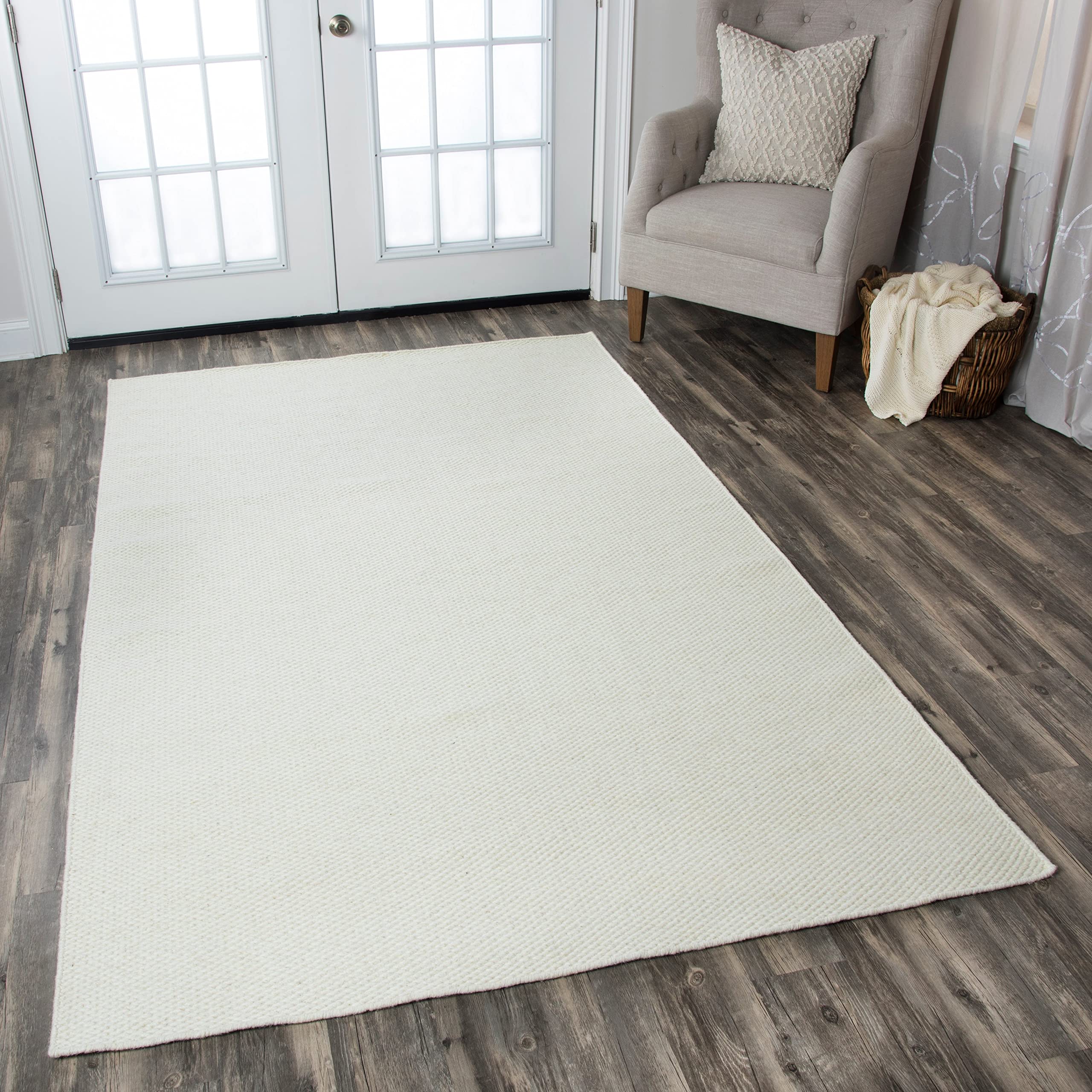 Rizzy Home | Tw3065 | Twist Collection | Wool Area Rug | 8' X 10' | Off White Solid