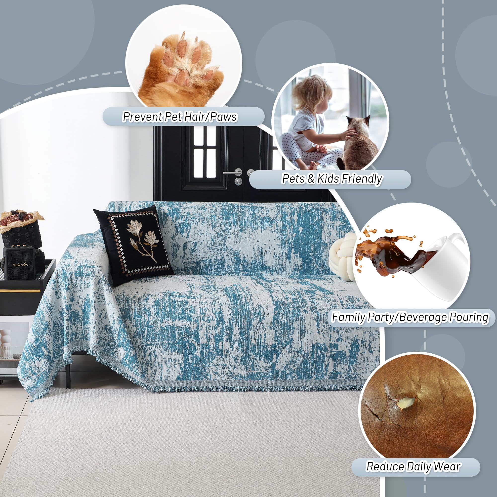 Mysky Home Couch Cover For Sectional Sofa Set Furniture Sofa Cover Washable For Dog Cat Pet Couch Cover 3 Cushion Couch Sofa Che