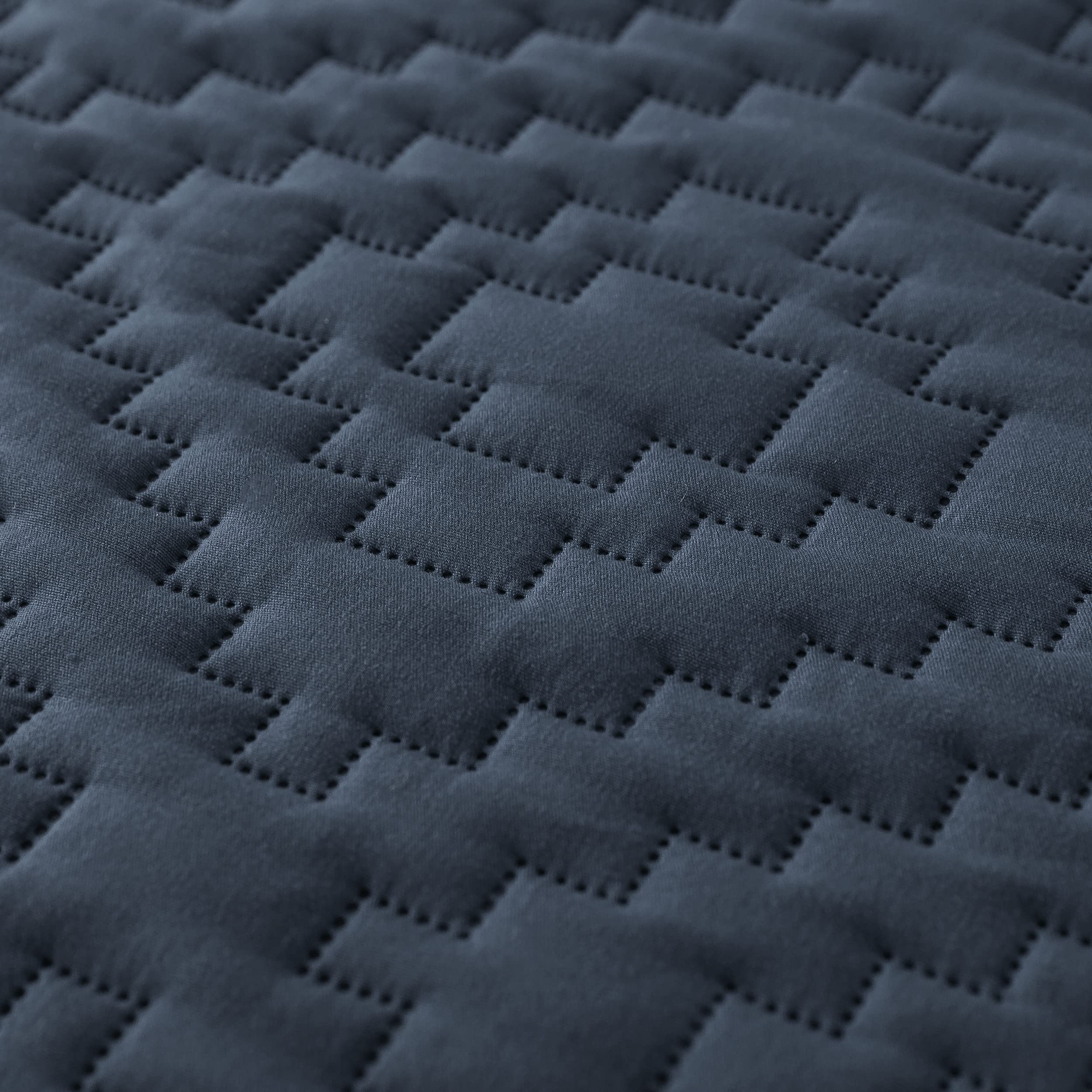R.Share Navy Blue Twin Size Quilt Bedding Sets With Pillow Sham, Boho Lightweight Soft Bedspread Coverlet, Quilted Blanket Thin