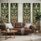 Ambesonne Leafy Art Window Curtains Pack Of 2, Modern Illustration Of Baroque Leaves With Pastel Tones Victorian, Lightweight Se