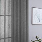 Pitalk Dark Grey Living Room Curtains 102 Inches Long 2 Panels Lightweight Linen Look Window Drapes Farmhouse Charcoal Gray Shee