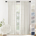 MEETBILY Natural Linen Curtains 108 Inches Long for Living Room 2 Panel Set Back Tab Pocket Light Filtering Privacy Semi Sheer F