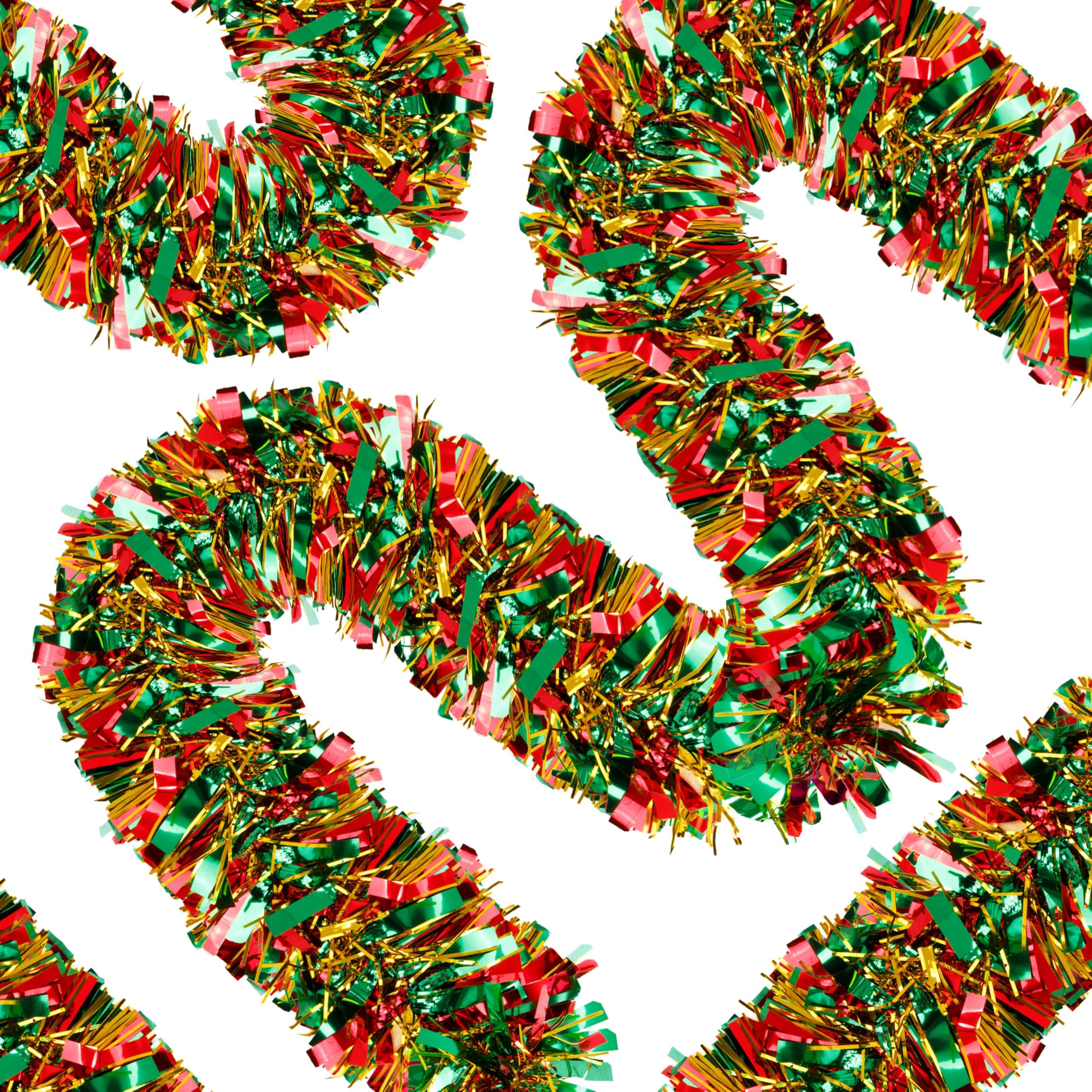 50 Ft Christmas Tinsel Garland Thick Tinsel Garland Xmas Tree Decorations Metallic Tinsel Twist Garland for Christmas, Birthday,