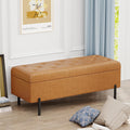 Apeaka Faux Leather Storage Bench Tufted Upholstered Ottoman Bench With Storage For Bedroom Living Room Entryway Rectangular Accent Bench Brown