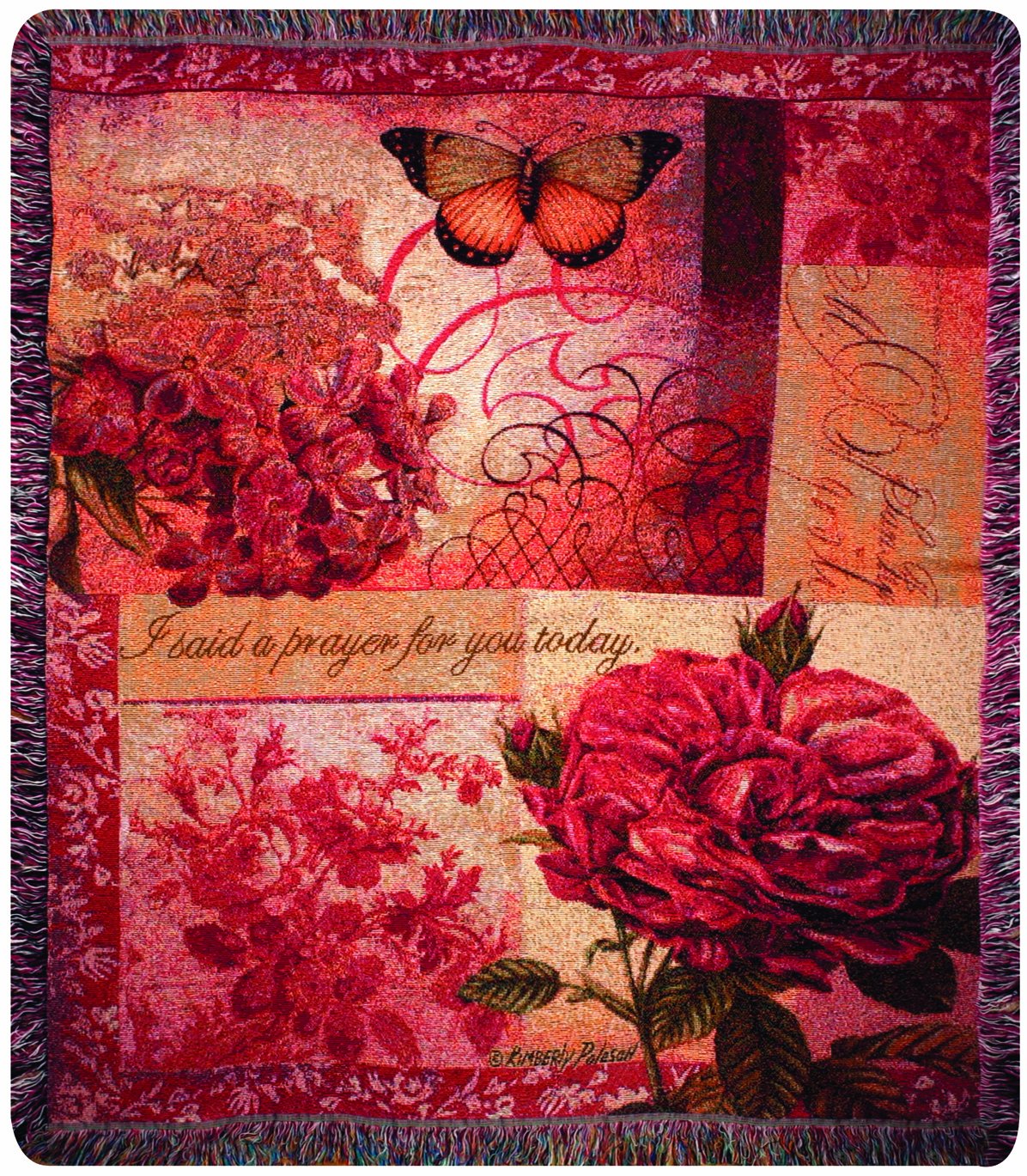 Manual Inspirational Collection 50 x 60Inch Tapestry Throw with Verse, Spring Blooms