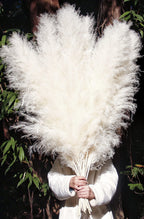 46'' Inch 10 Stems White Pampas Grass Decor Tall, Dry Flowers For Floor Vases Decor, Natural Dried Flowers For Wedding, Natural