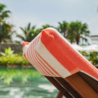 Arkwright California Chaise Lounge Cover - Case Of 12 - Striped Soft Cotton Cabana Towel With Pocket Holder For Beach Pool Outdoor Chair, 30 X 85 In., Coral