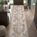 jinchan Runner Rug 3x10 Washable Rug Soft Hallway Runner Indoor Vintage Print Floor Cover Retro Distressed Lightweight Non-Slip 