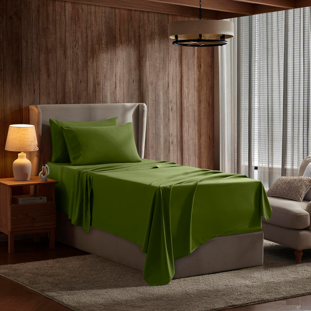 Nestl Extra Twin Deep Pocket Sheets Set - 4 Pc Soft Microfiber Twin Sheets Deep Pocket - Fade Resistant Bedding Sheets & Pillowcases - Twin, Calla Green