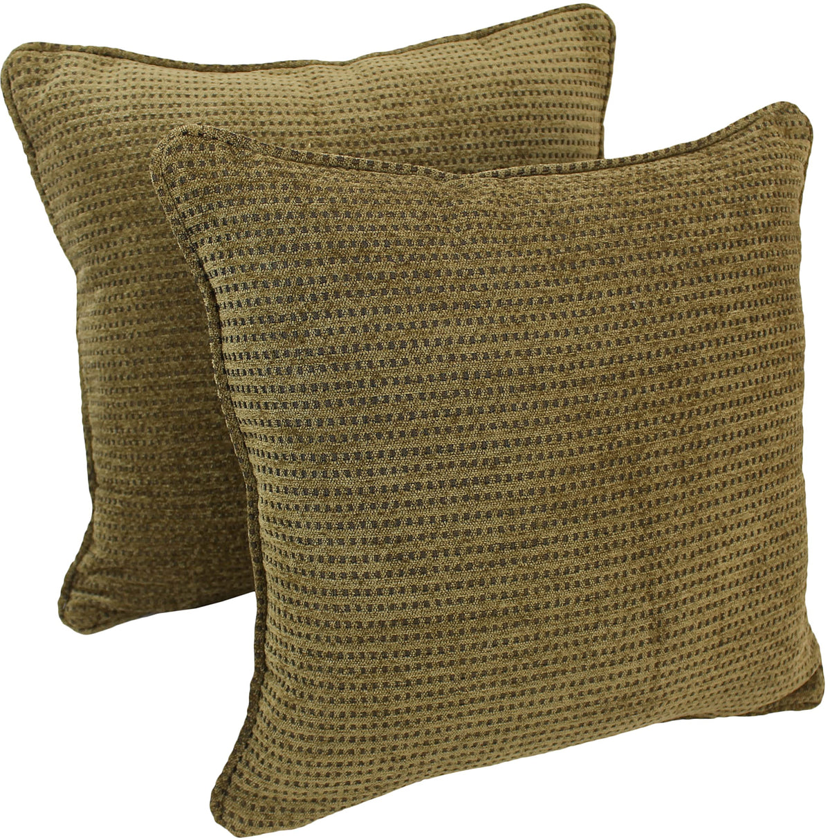 Blazing Needles Corded Square Jacquard Chenille Throw Pillow, 18&quot;, Gingham Brown 2 Count