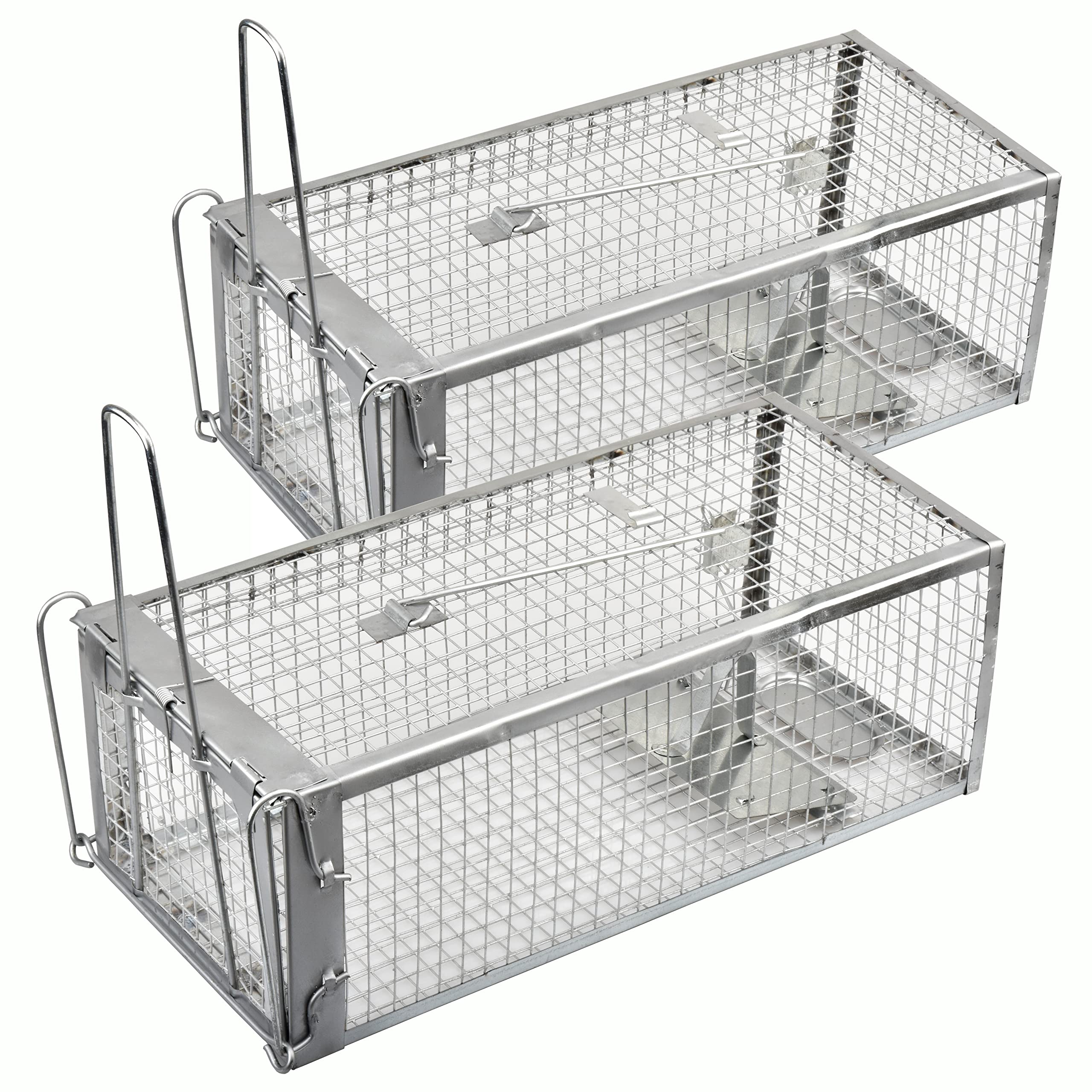 Anyhall 2-Pack Chipmunk Traps Humane Live Mouse Rat Cage Traps For Indoor And Outdoor Use (Silver)