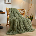 Xege Luxury Faux Fur Blanket, Sage Green Soft Big Fluffy Blanket Throw, Shaggy Plush Decorative Couch Blanket, Cute Furry Blanke