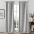 90 Inch Grey Blackout Curtains 2 Panels Set for Bedroom, Pinch Pleated Textured Linen Blend Soundproof Privacy Gray Window Drape