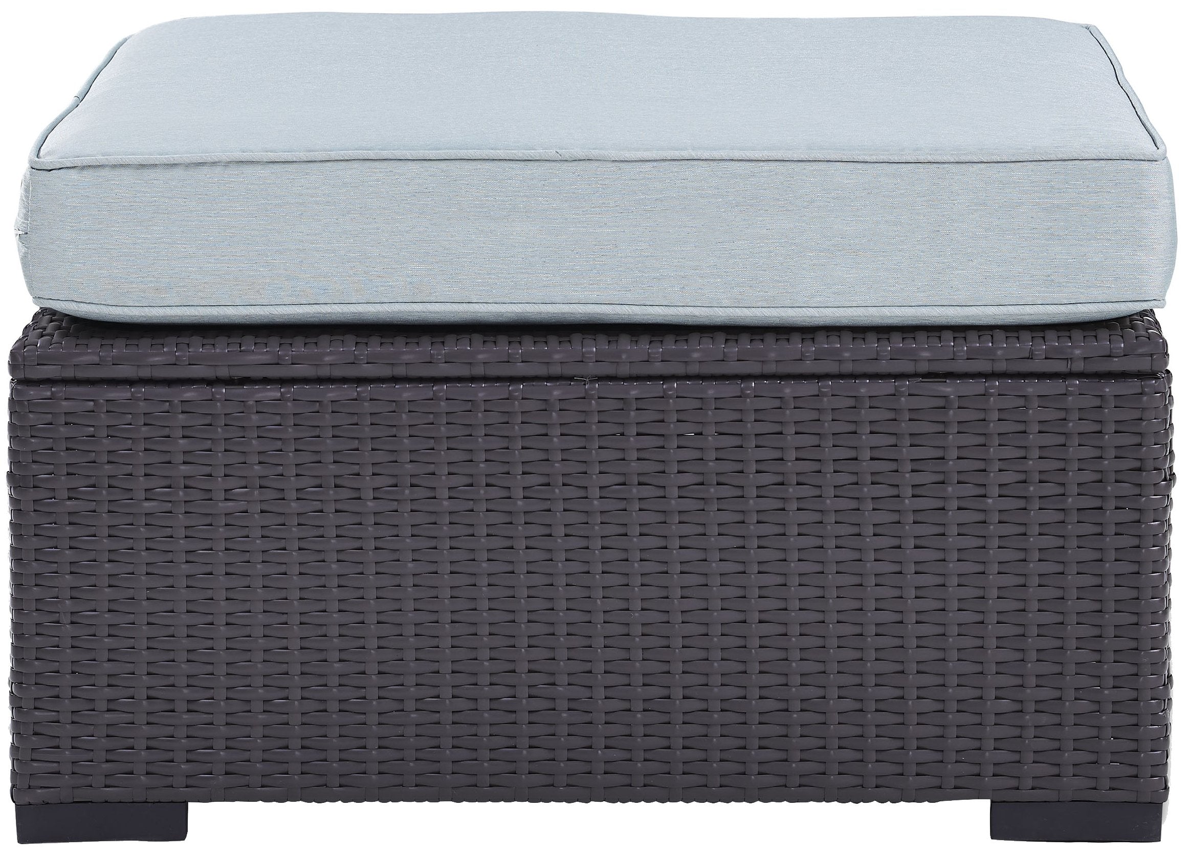 Crosley Furniture Biscayne Wicker Outdoor Ottoman Foot Rest For Patio, Deck, Porch, Brown With Mist Cushions