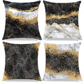 Black Grey And Gold Decorative Throw Pillow Covers, Gold Abstract Pillow Covers 18 X 18 Inch, Gold And Gray Couch Pillows Covers