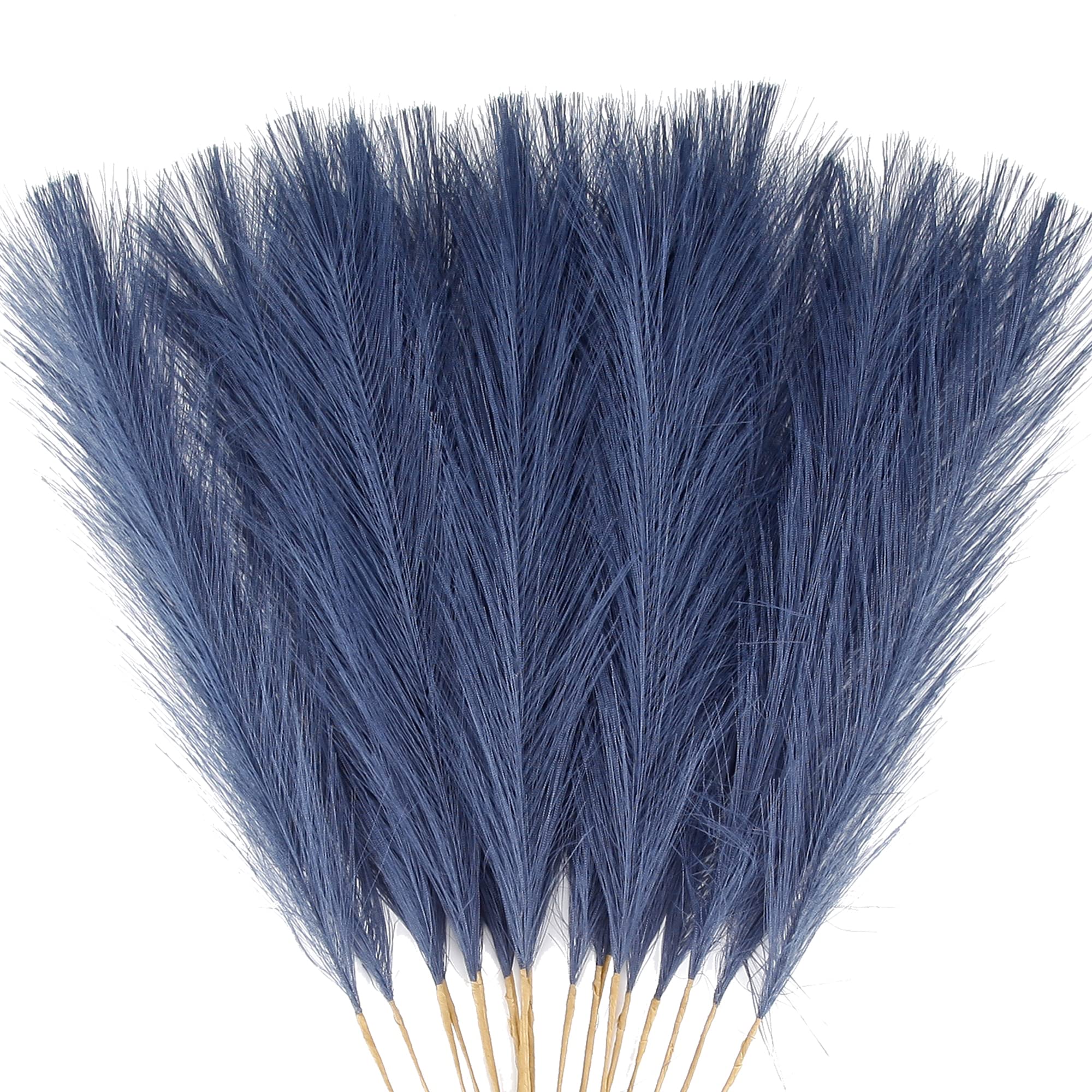 Acfruits 20Pcs Navy Blue Faux Pampas Grass Decor, 21.7 Pompas Grass Flower Arrangement and Vase Filler for Boho Home Wedding Dec