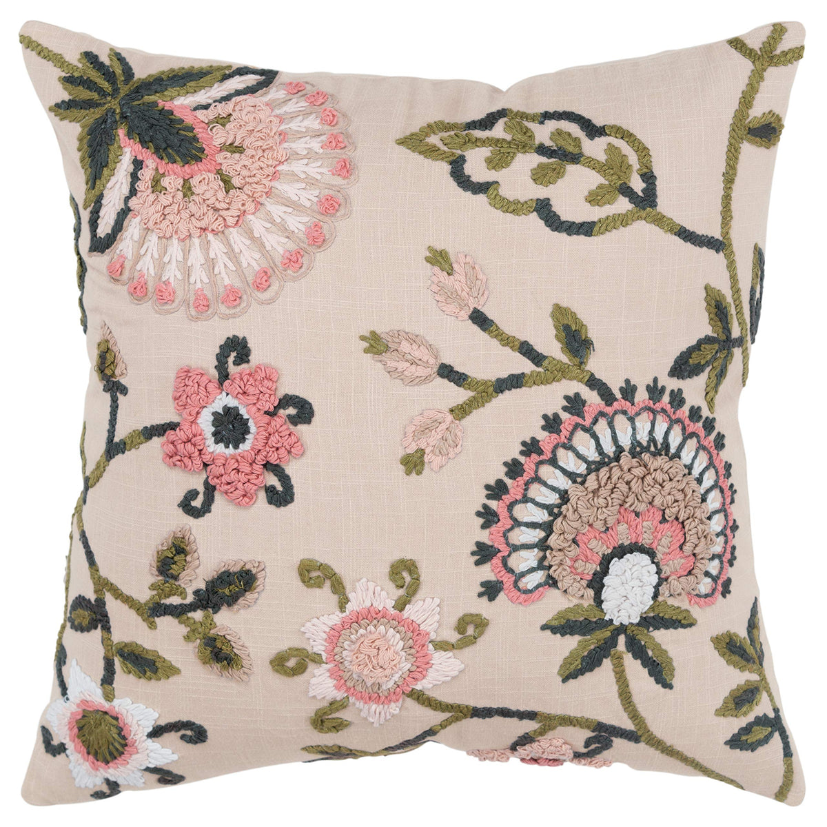 Rizzy Home Floral 20&quot; x 20&quot; Cotton Pillow Cover in Blush