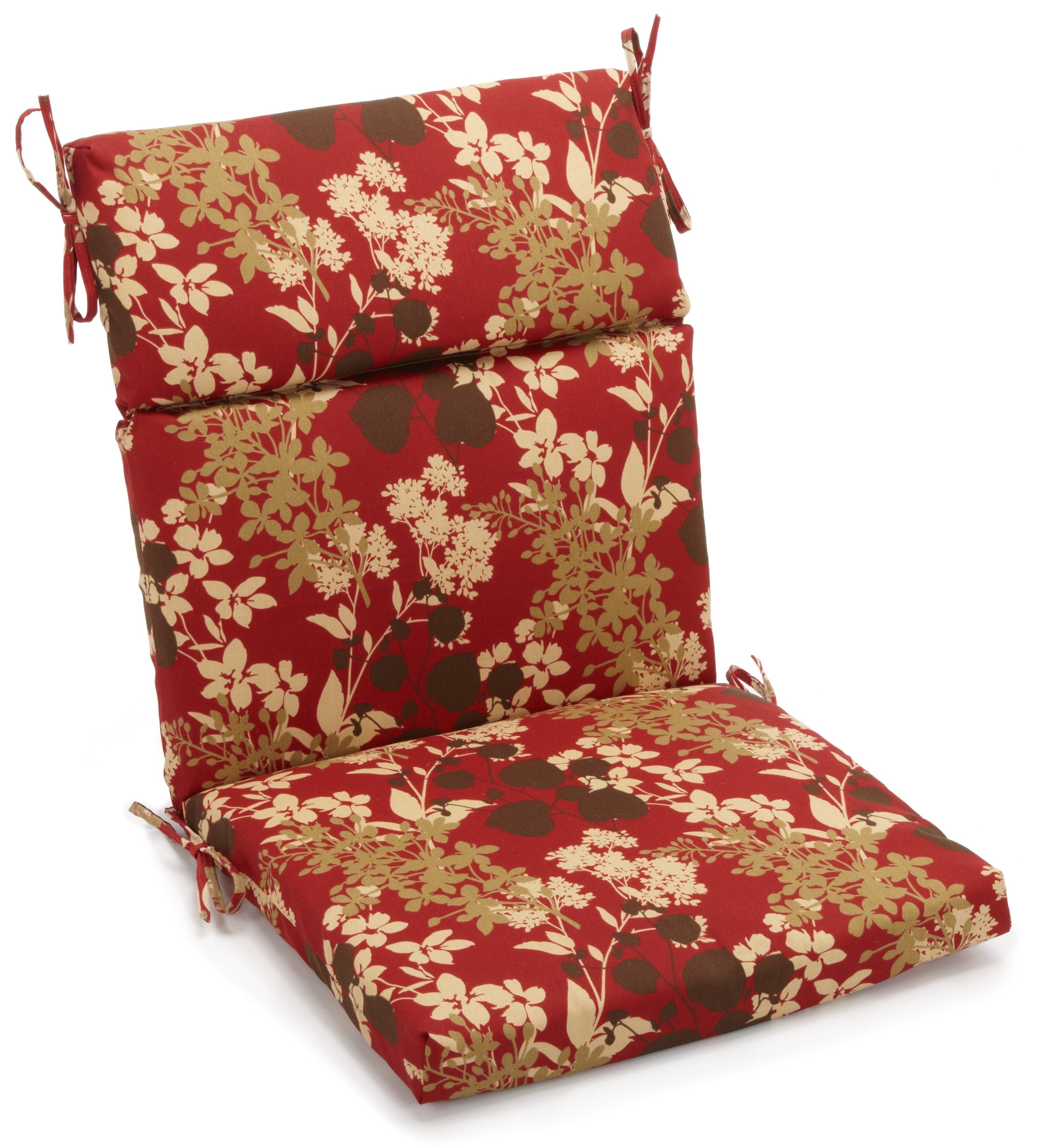 Blazing Needles Outdoor Spun Poly 22-Inch By 45-Inch By 3-1/2-Inch 3-Section Chair Cushion, Montfleuri Sangria