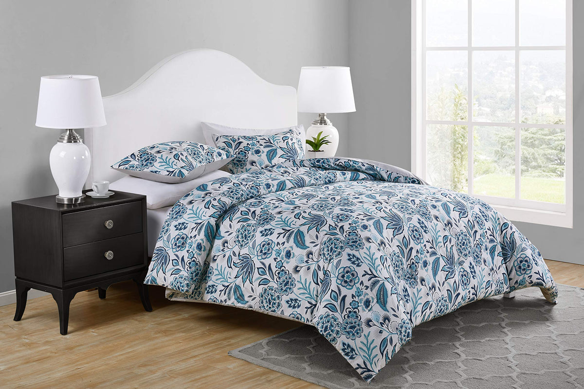 Tahari Home - Full Comforter Set, 3-Piece Bedding With Matching Shams, Stylish Home Decor (Val Blue, Full/Queen)
