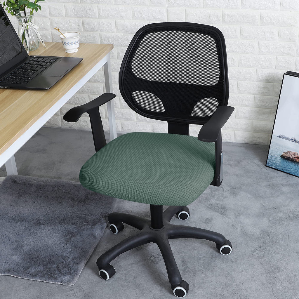 Forcheer Office Desk Chair Seat Covers Water Resistant Jacquard Computer Chair Seat Cushion Slipcovers-Laurel Green