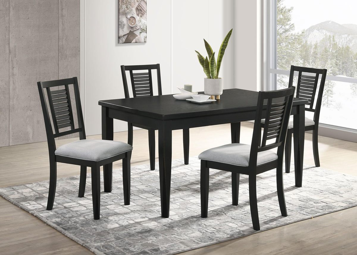 Coaster Home Furnishings Appleton 5-Piece Rectangular Wood Dining Table Set Black Washed and Light Grey