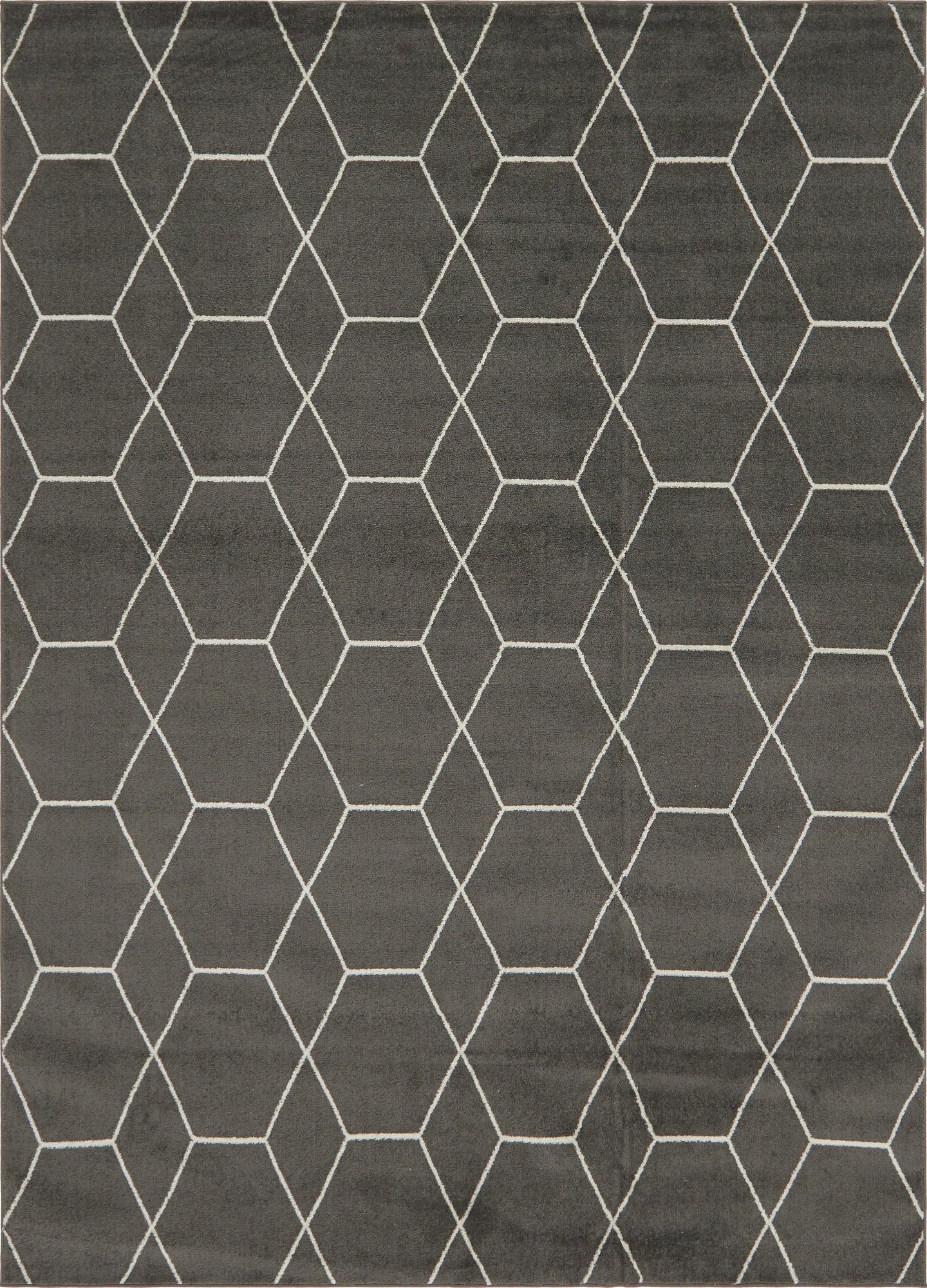 Unique Loom Trellis Frieze Collection Area Rug - Geometric (9 x 12 2, Dark Gray/ Ivory)