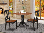 East West Furniture Dublin 3 Piece Set Contains a Round Dining Table with Dropleaf and 2 Kitchen Chairs, 42x42 Inch, Black & Cherry