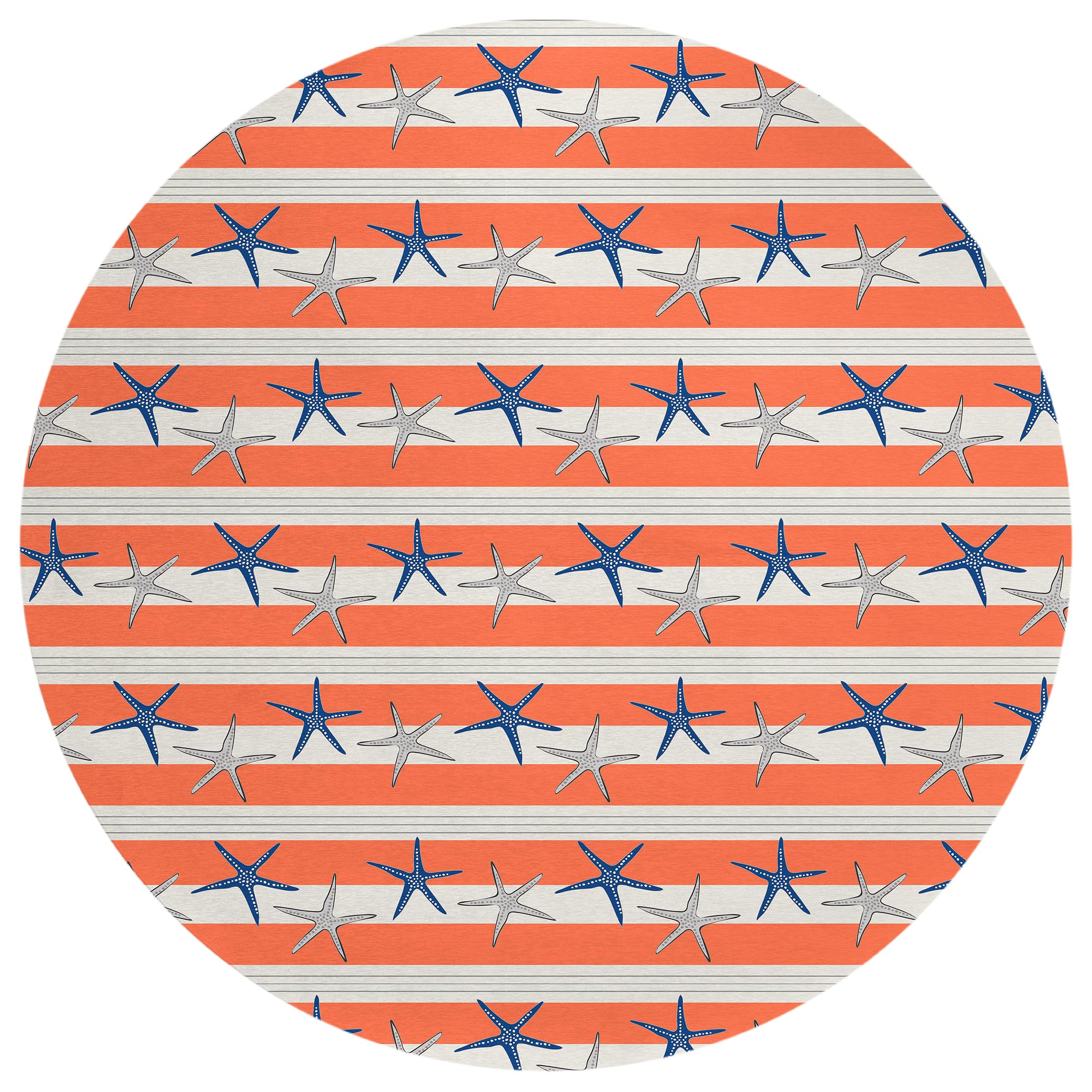 Addison Rugs Surfside Asr42 Coral 8' X 8' Indoor Outdoor Round Rug, Easy Clean, Machine Washable, Non Shedding, Bedroom, Living Room, Dining Room, Kitchen, Patio Rug