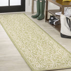 Jonathan Y Smb106H-5 Charleston Vintage Filigree Textured Weave Indoor Outdoor Area Rug, Coastal,Traditional,Transitional Easy Clean,Bedroom,Kitchen,Backyard,Patio, Non-Shed, Green/Cream, 5 X 8