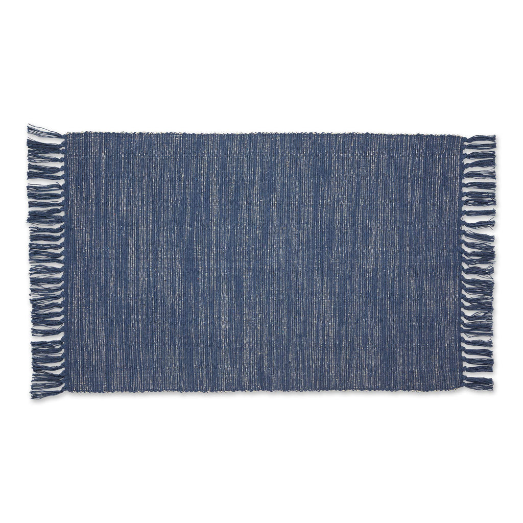 DII Woven Rugs Collection Ribbed Reversible Cotton, 2x3', French Blue & Off-White