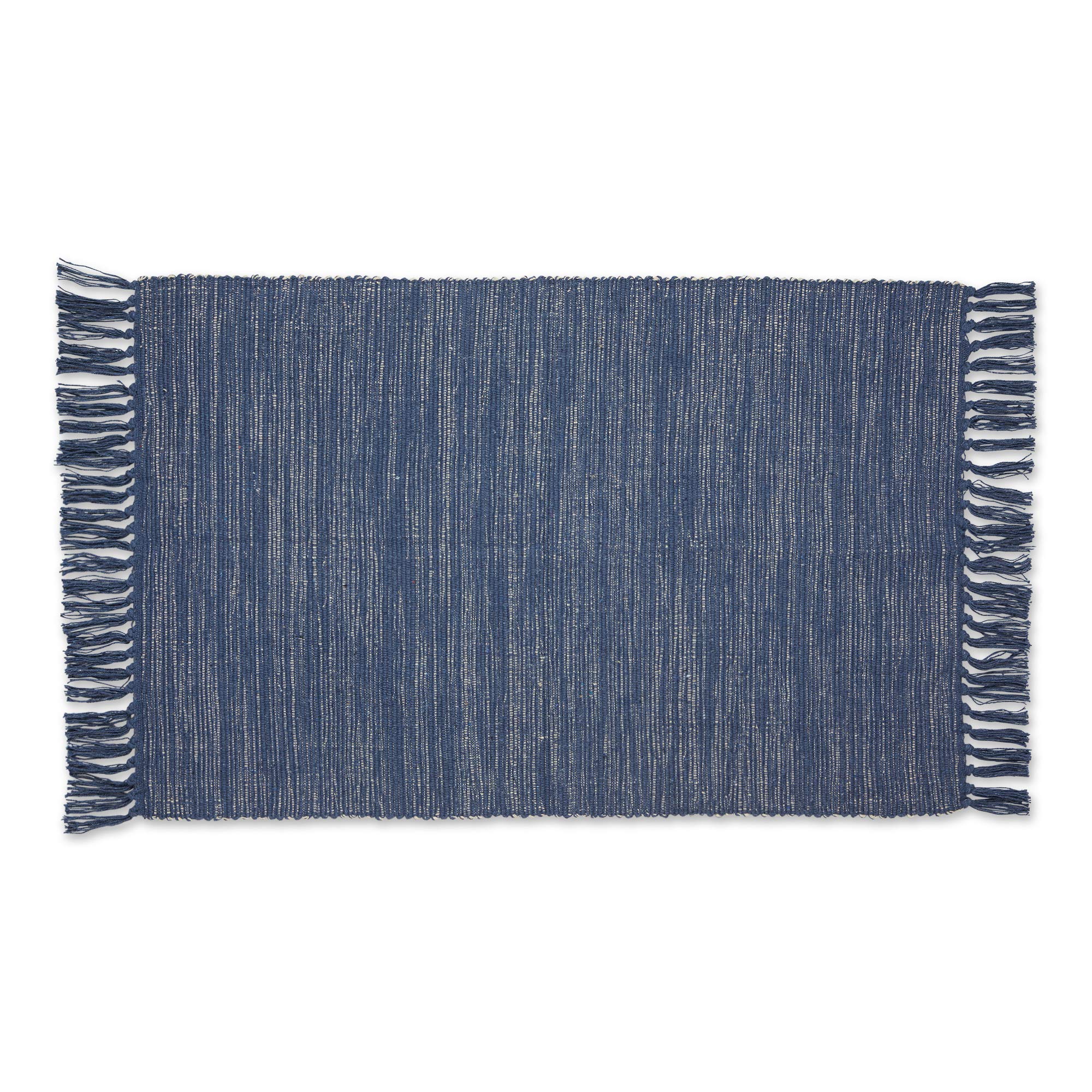 DII Woven Rugs Collection Ribbed Reversible Cotton, 2x3', French Blue & Off-White