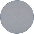 Nourison Courtyard Indoor/Outdoor Ivory Blue 8' X Round Area Rug, Easy Cleaning, Non Shedding, Bed Room, Living Room, Dining Roo