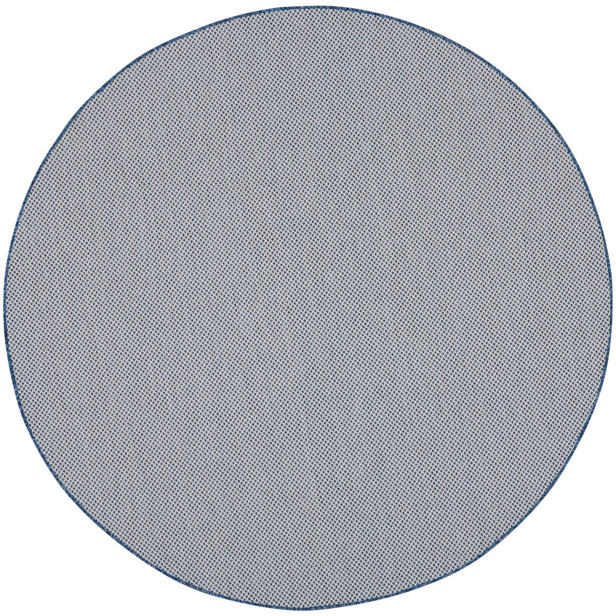 Nourison Courtyard Indoor/Outdoor Ivory Blue 8' X Round Area Rug, Easy Cleaning, Non Shedding, Bed Room, Living Room, Dining Roo