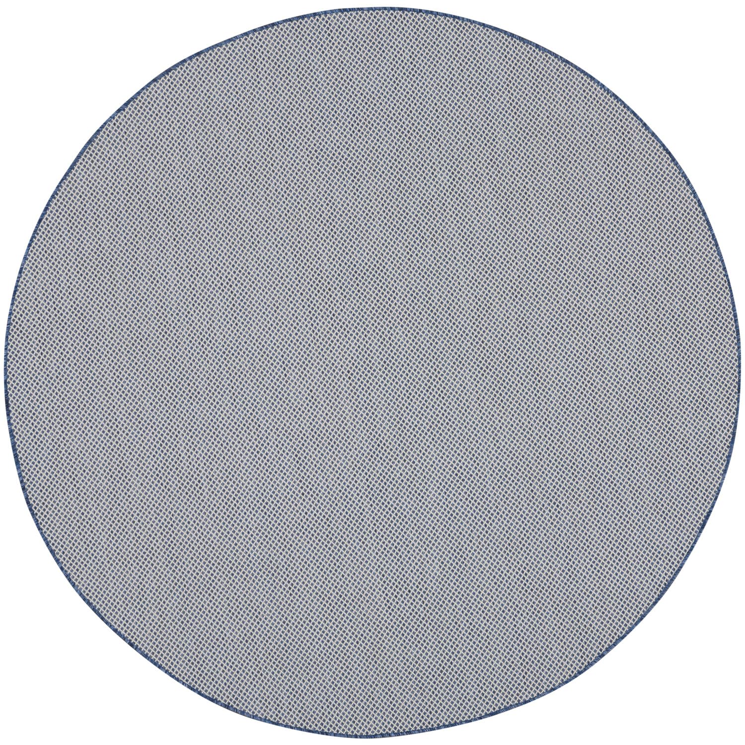Nourison Courtyard Indoor/Outdoor Ivory Blue 8' X Round Area Rug, Easy Cleaning, Non Shedding, Bed Room, Living Room, Dining Roo