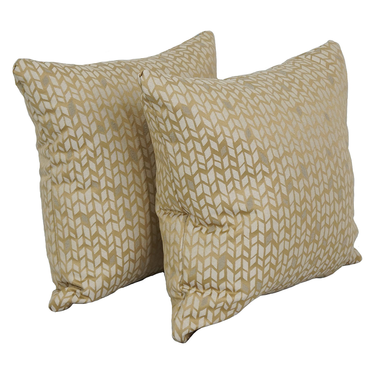 Blazing Needles Square Polyester Jacquard Throw Pillows, 17&quot;, Banyan Camel 2 Count