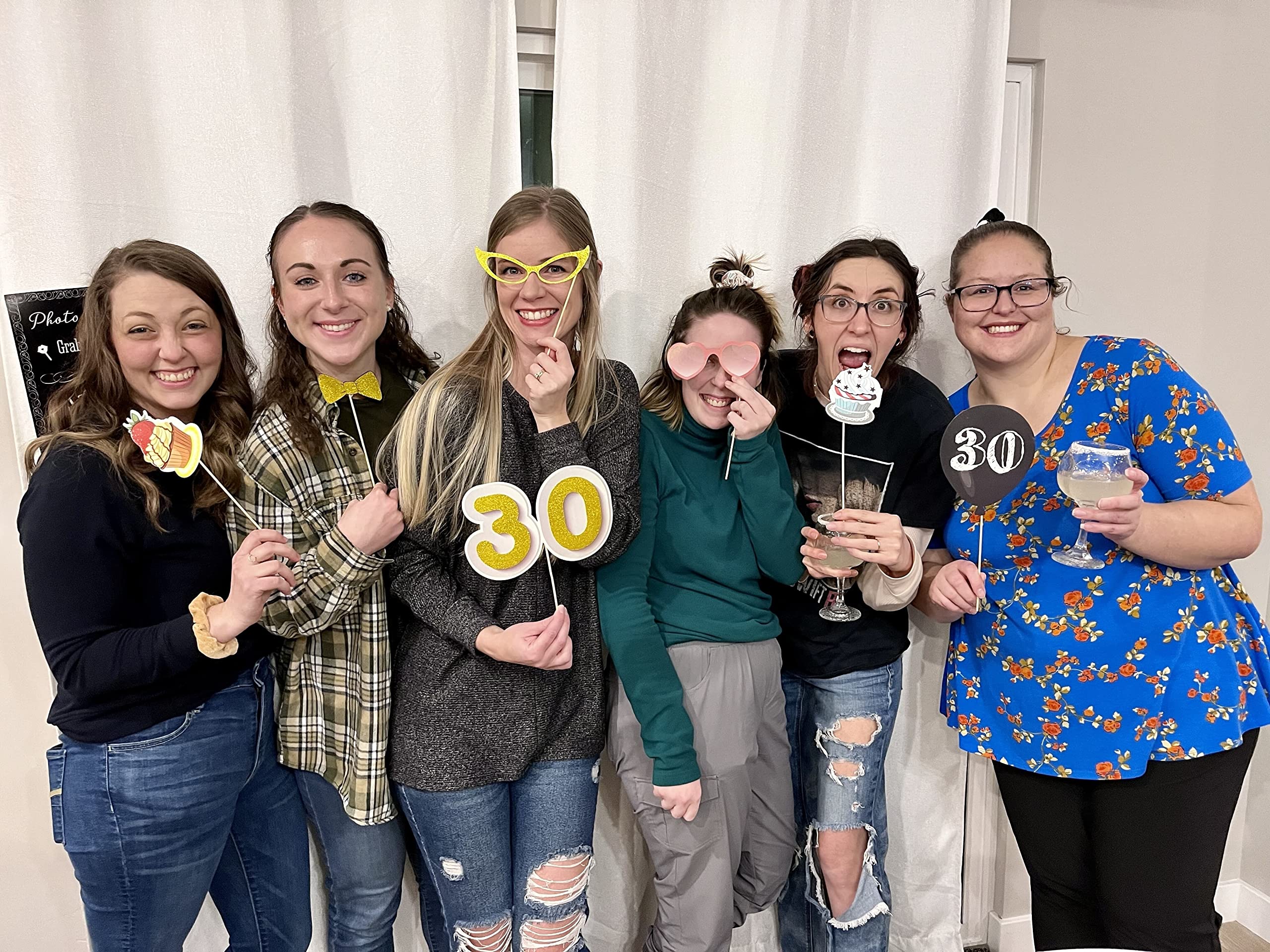 '30Th Birthday - 31-Pc Selfie Props With 8 X 10-Inch Sign, 45 Adhesive Pads, 35 Sticks - Dirty 30 Photo Booth Props''