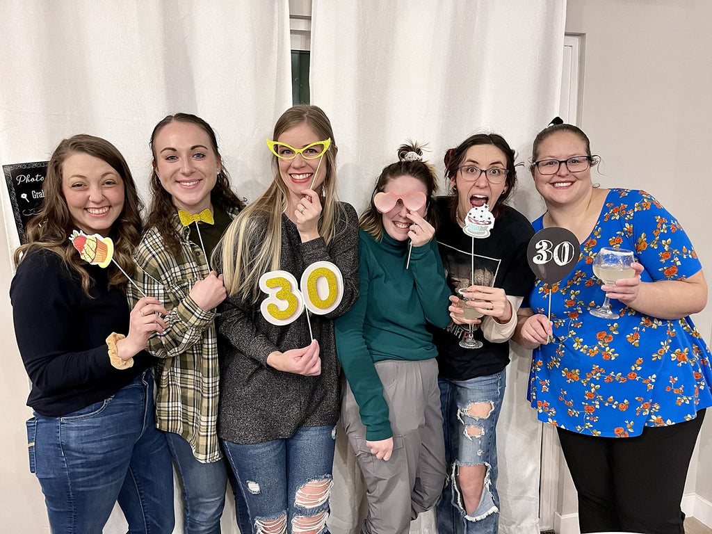 '30Th Birthday - 31-Pc Selfie Props With 8 X 10-Inch Sign, 45 Adhesive Pads, 35 Sticks - Dirty 30 Photo Booth Props''