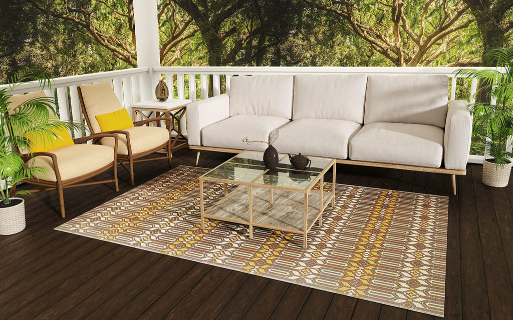 Mad Mats Geometric Outdoor Rug, Reversible Plastic Mat (6' X 9', Moroccan - Arts & Crafts)