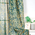 Deeprove Sheer Curtains 90 Inches Long For Bedroom Living Room Dining Room Nursery, Abstract Metallic Gold Foil Vine Leaves Prin