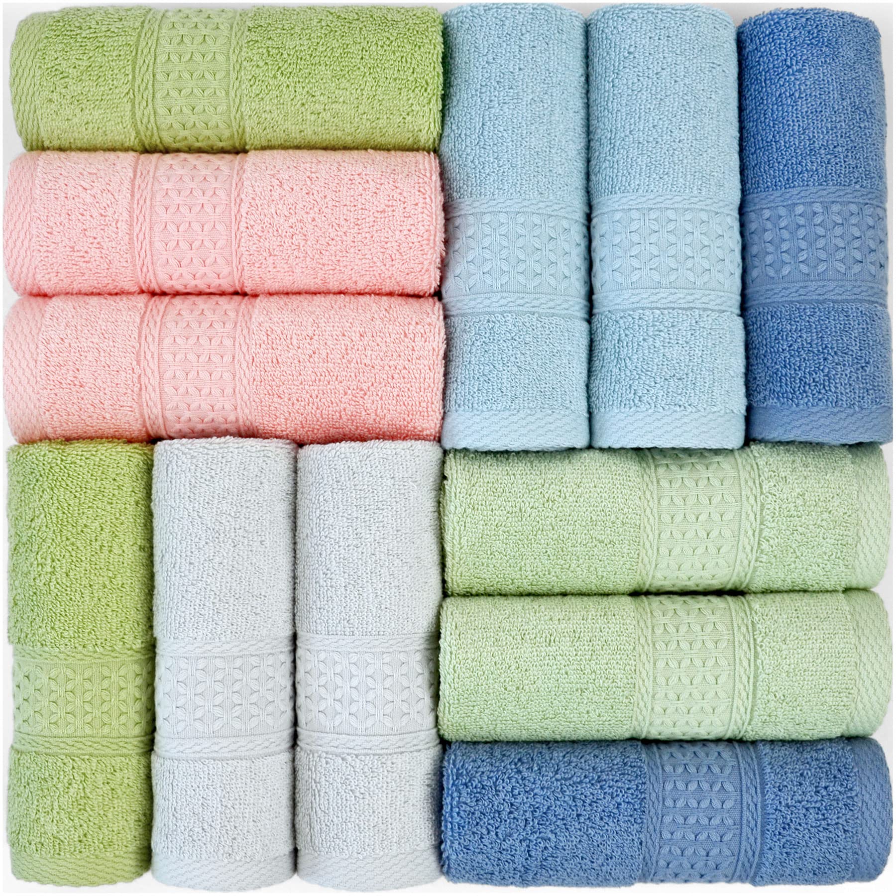Cleanbear Wash Cloths Soft Bathroom Washcloths for Body and Face, Wash Cloth with Assorted Colors Bulk Face Cloths 13 by 13 Inch