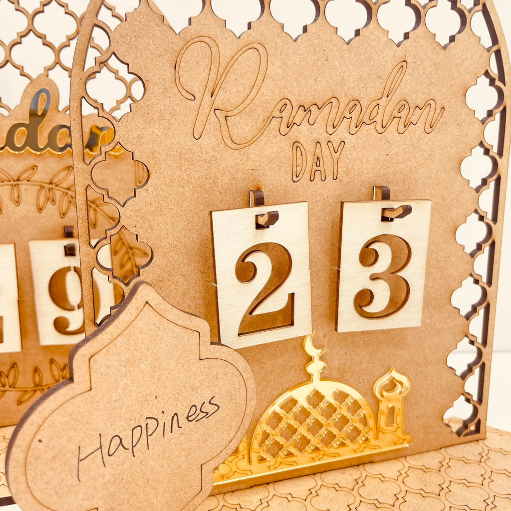 Ramadan Advent Calendar Eid Mubarak Wooden Countdown Calendars Tracker Date Gift For Kids Arabic Muslim Islamic Holiday Table Ho