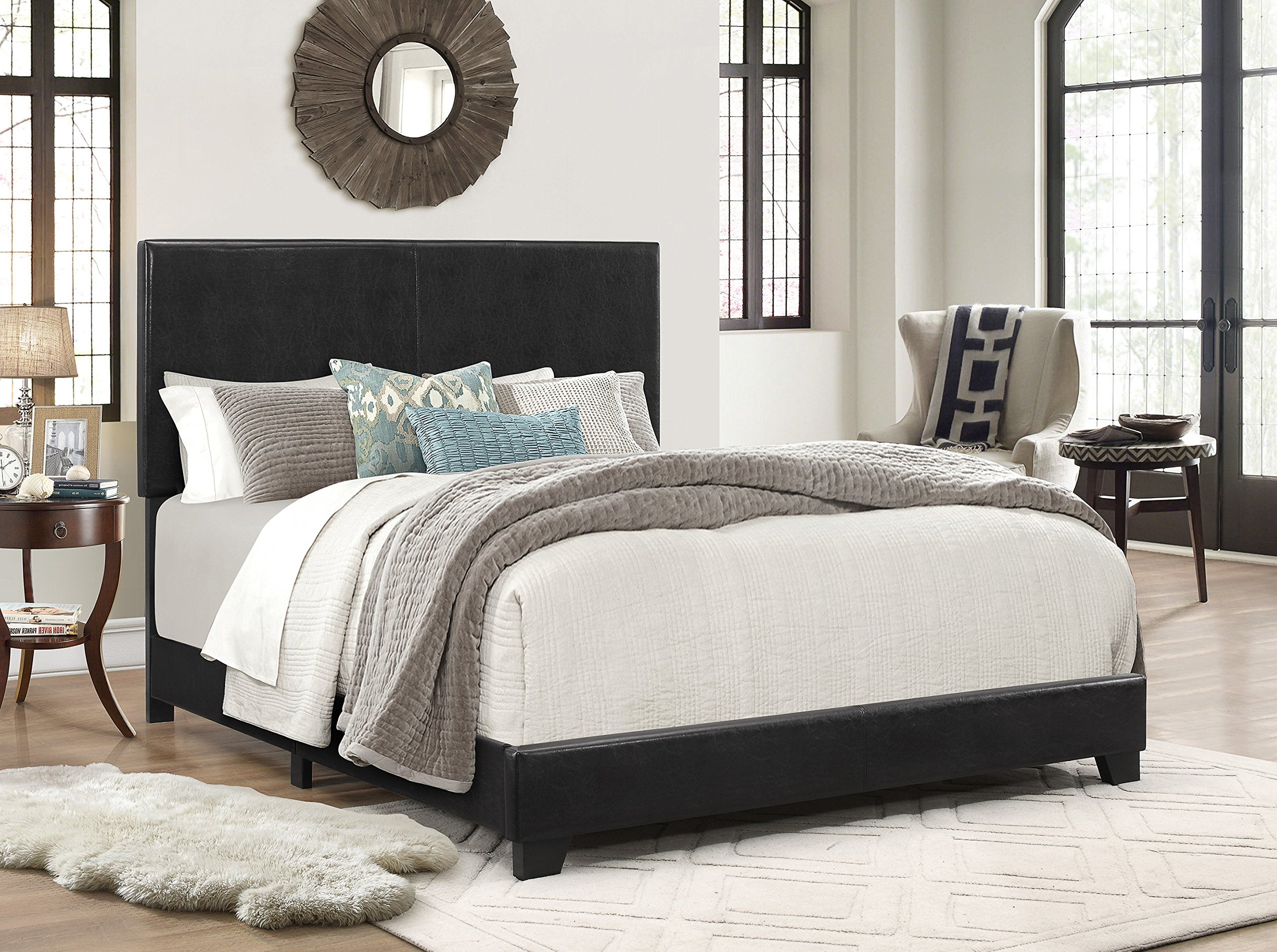 Crown Mark Erin Upholstered Panel Bed In Black, Full