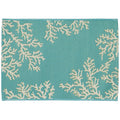 Liora Manne Esencia Machine Washable Non-Slip Low Profile Indoor/Outdoor Mat-Transitional, Coastal, Beach, Border, Coral Edge Aqua 2' X 2'10'