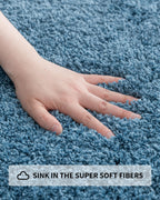 Ilango Blue Bathroom Rug Mats Super Absorbent, Washable Bath Mat Non Slip For Floor, Thick Plush Shaggy Bath Rug With Rubber Bot
