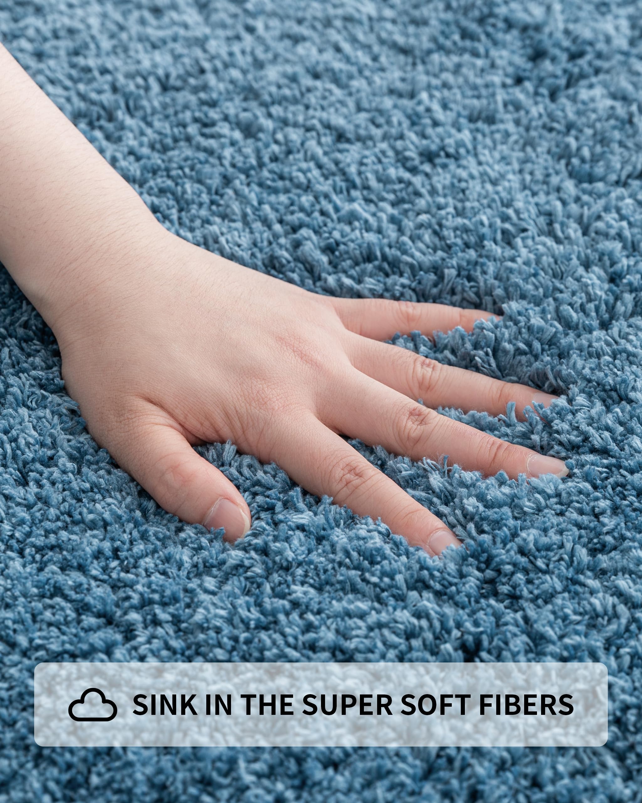 Ilango Blue Bathroom Rug Mats Super Absorbent, Washable Bath Mat Non Slip For Floor, Thick Plush Shaggy Bath Rug With Rubber Bot